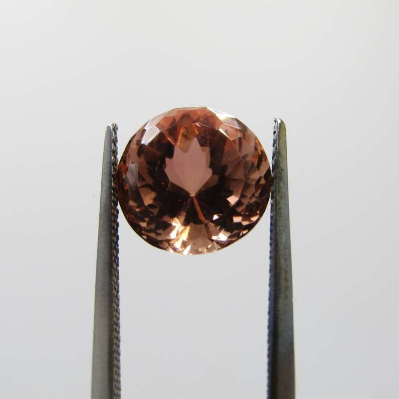 Tourmaline of 4,22 carat - Round mixed cut - pinkish Orange with Gemlab certificate