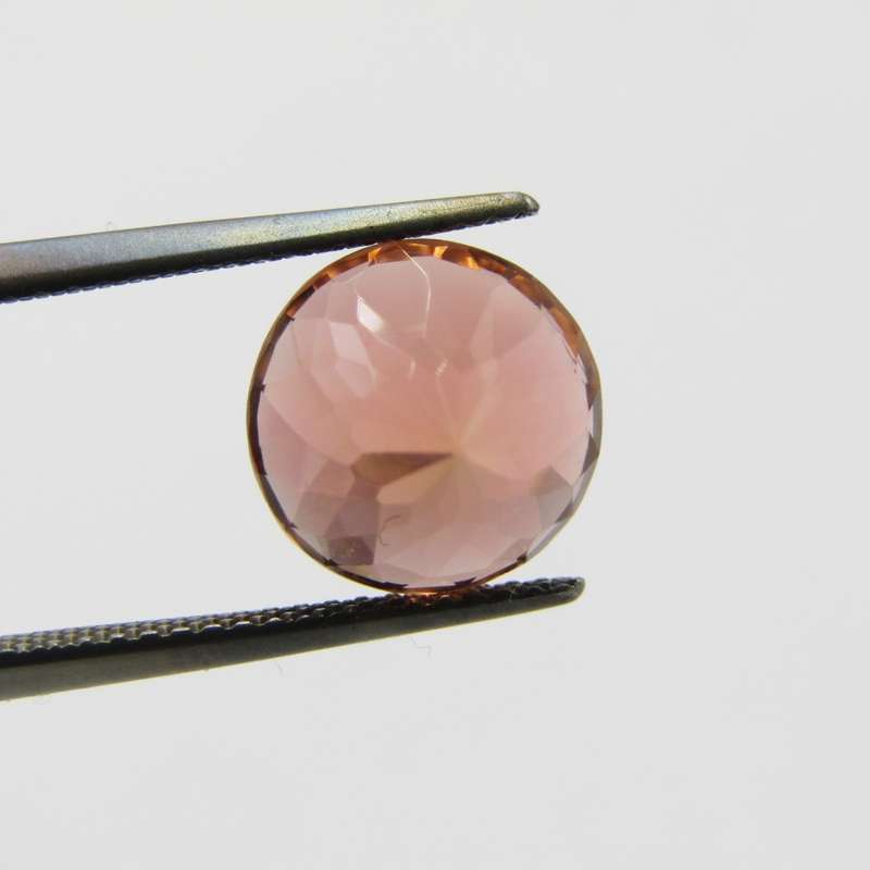 Tourmaline of 4,22 carat - Round mixed cut - pinkish Orange with Gemlab certificate