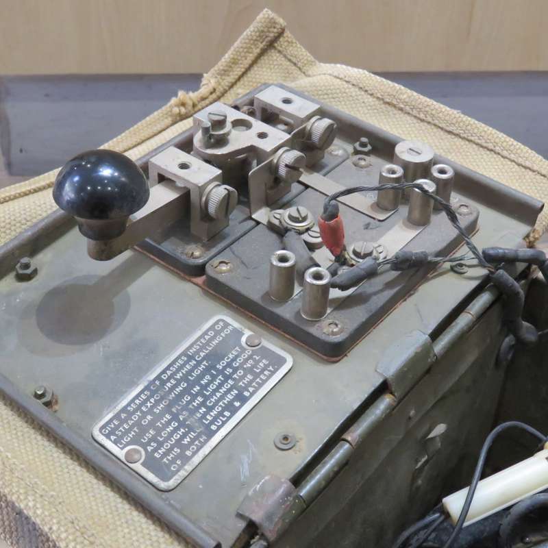 British WW2 Signal lamp with Morse code sender in case with shoulder strap