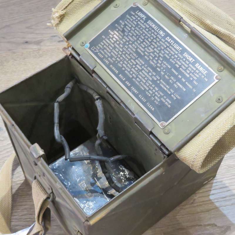 British WW2 Signal lamp with Morse code sender in case with shoulder strap