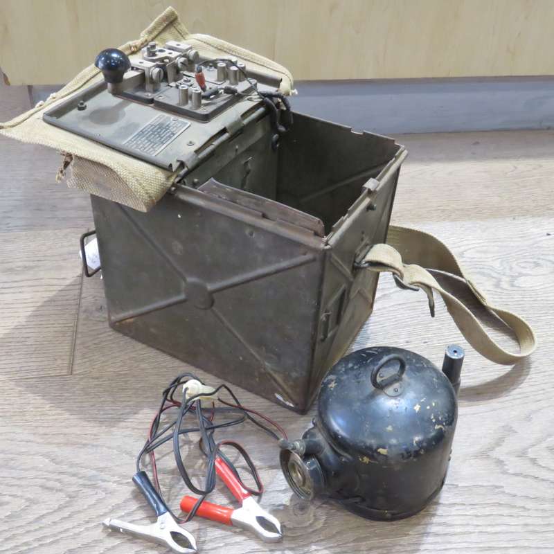 British WW2 Signal lamp with Morse code sender in case with shoulder strap