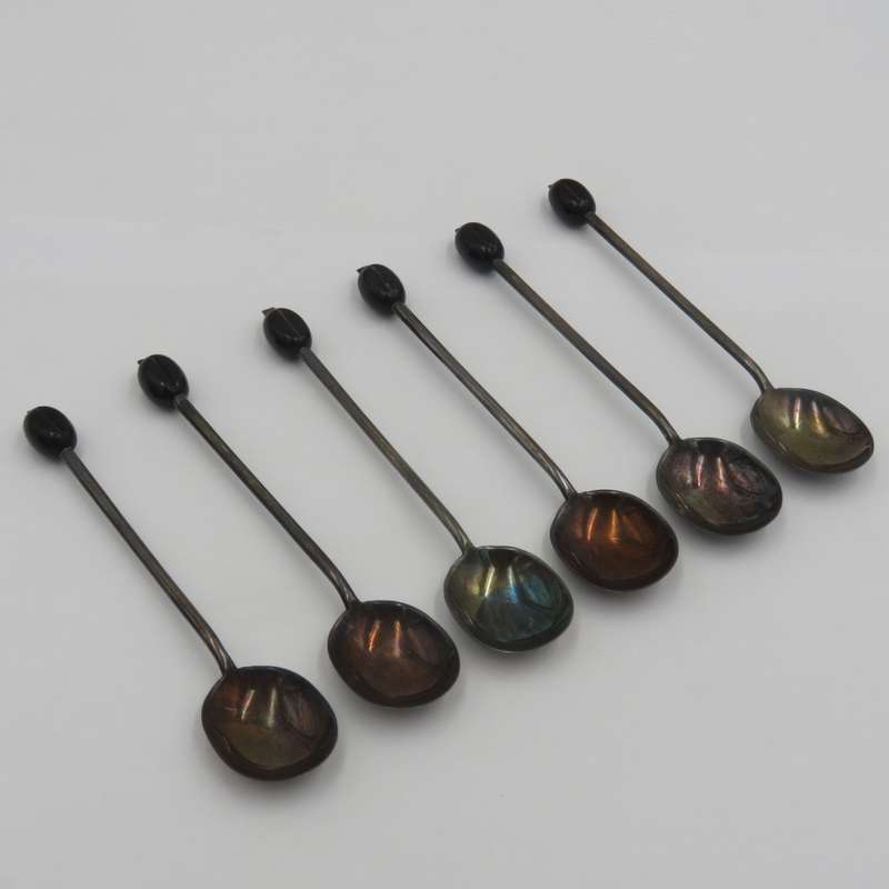 Set of hallmarked sterling silver coffee bean spoons in original box