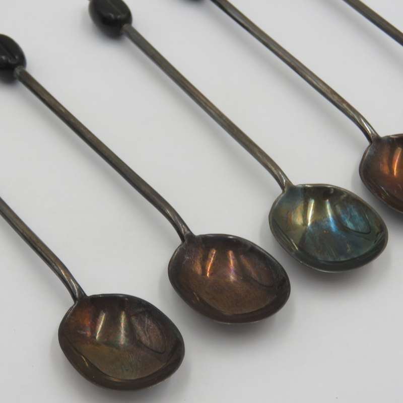 Set of hallmarked sterling silver coffee bean spoons in original box