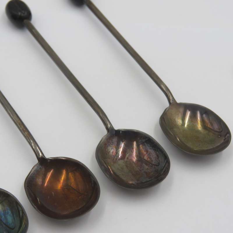Set of hallmarked sterling silver coffee bean spoons in original box