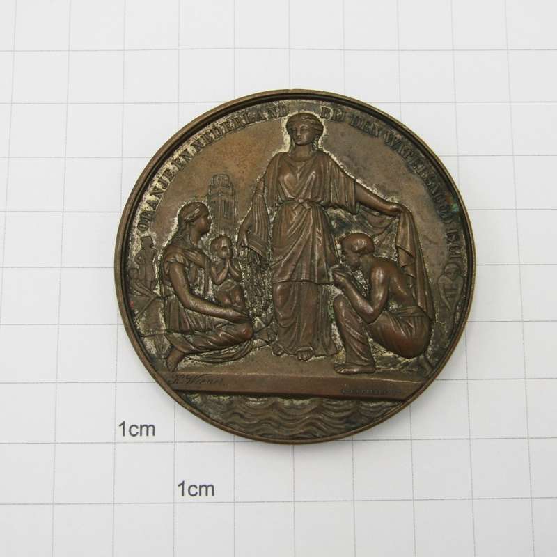 Helde aan Koning Willem 3 bij de watersnood in de Bommelerwaard, 1861 medallion