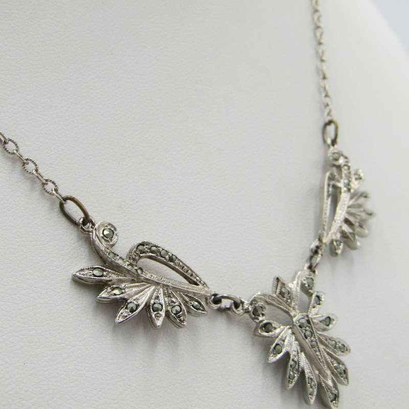 Vintage marcasite dip-on earing & necklace set