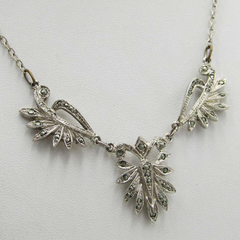 Vintage marcasite dip-on earing & necklace set