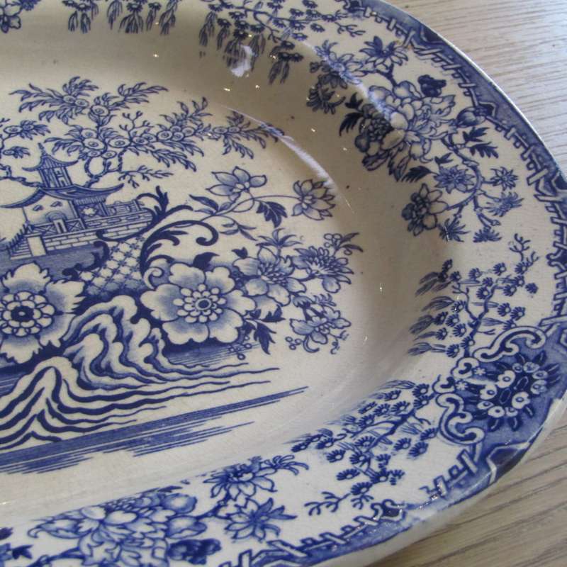 Antique Colandine blue and white porcelain platter