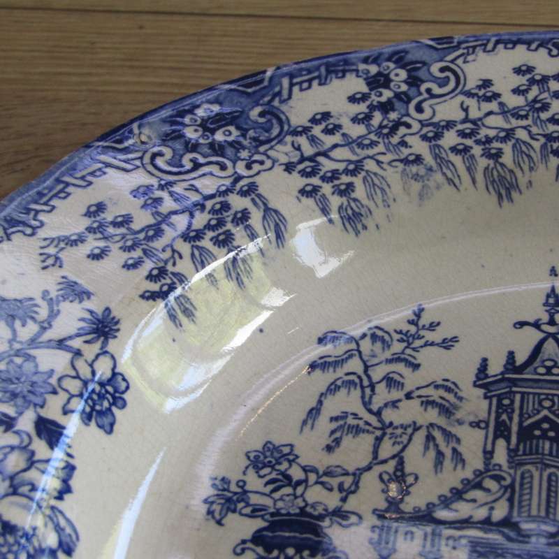 Antique Colandine blue and white porcelain platter