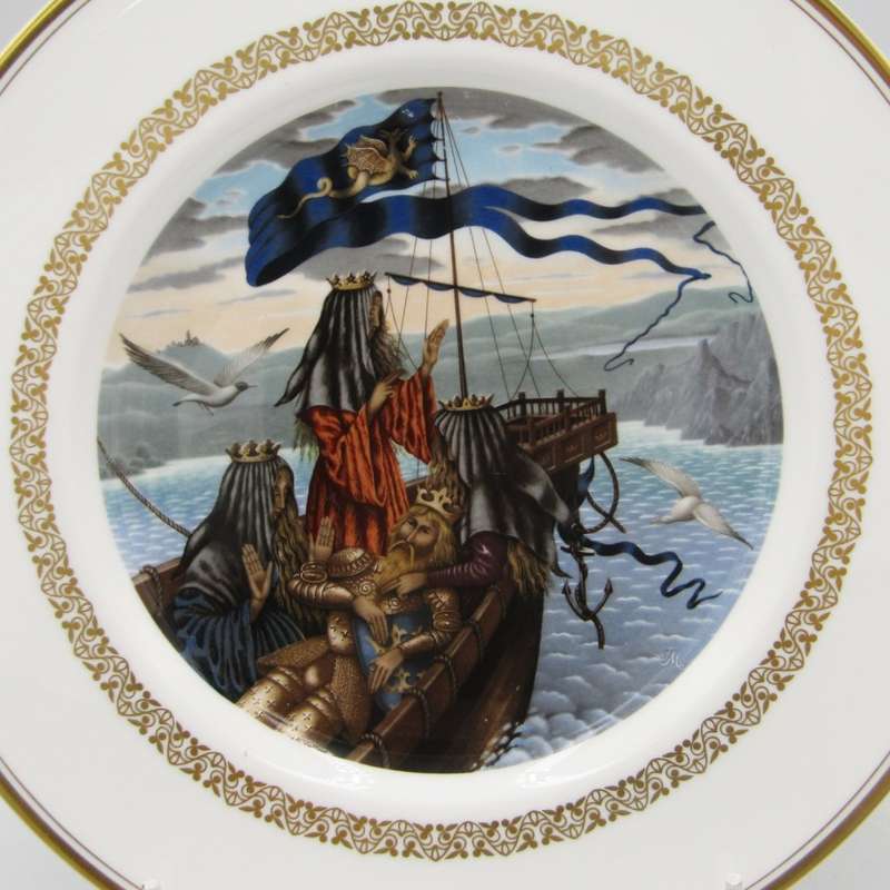 Royal Worcester King Arthur plate - The death of King Arthur