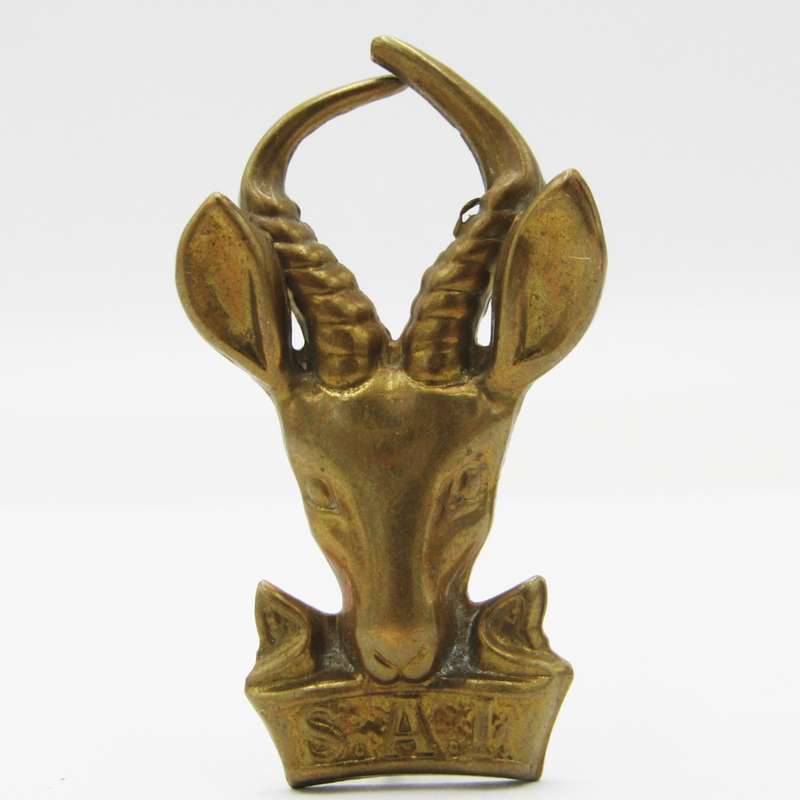 SA Infantry brass bokkop cap badge