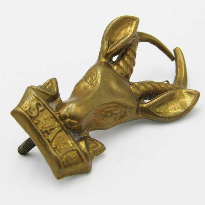 SA Infantry brass bokkop cap badge