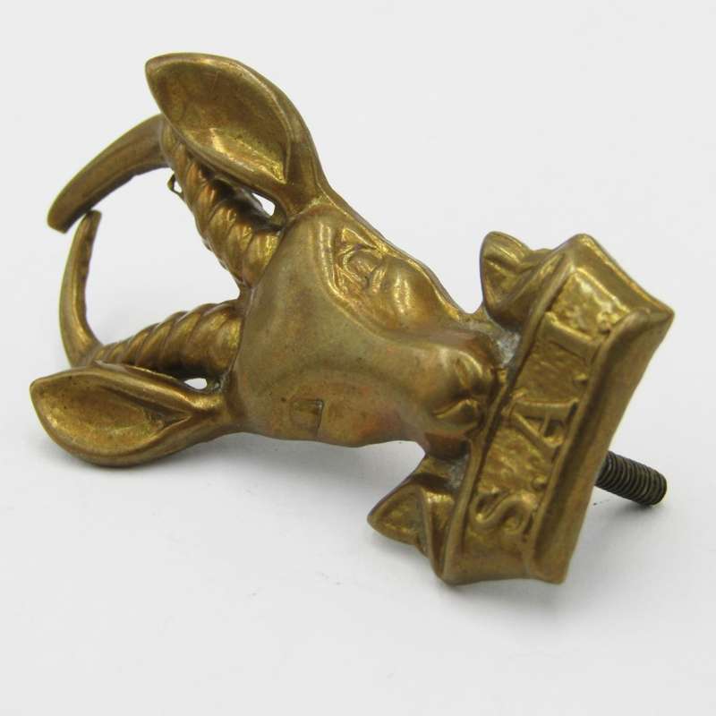 SA Infantry brass bokkop cap badge