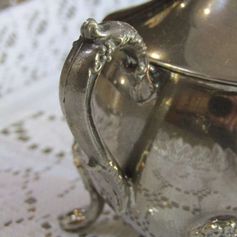 Vintage silverplated tea and coffee set on tray