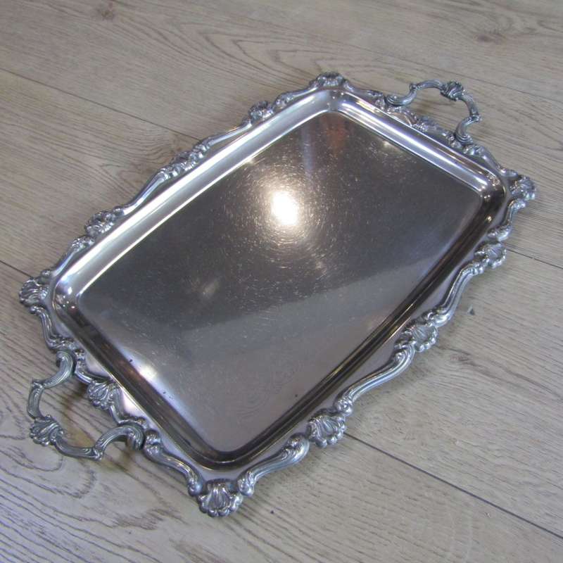 Vintage silverplated tea and coffee set on tray