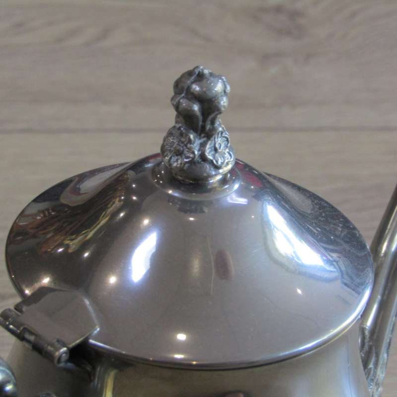 Vintage silverplated tea and coffee set on tray