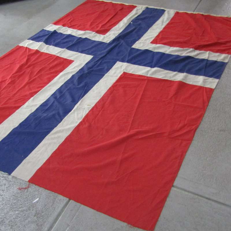 Very large vintage Norwegian flag 230 cm x 180 cm edge frayed