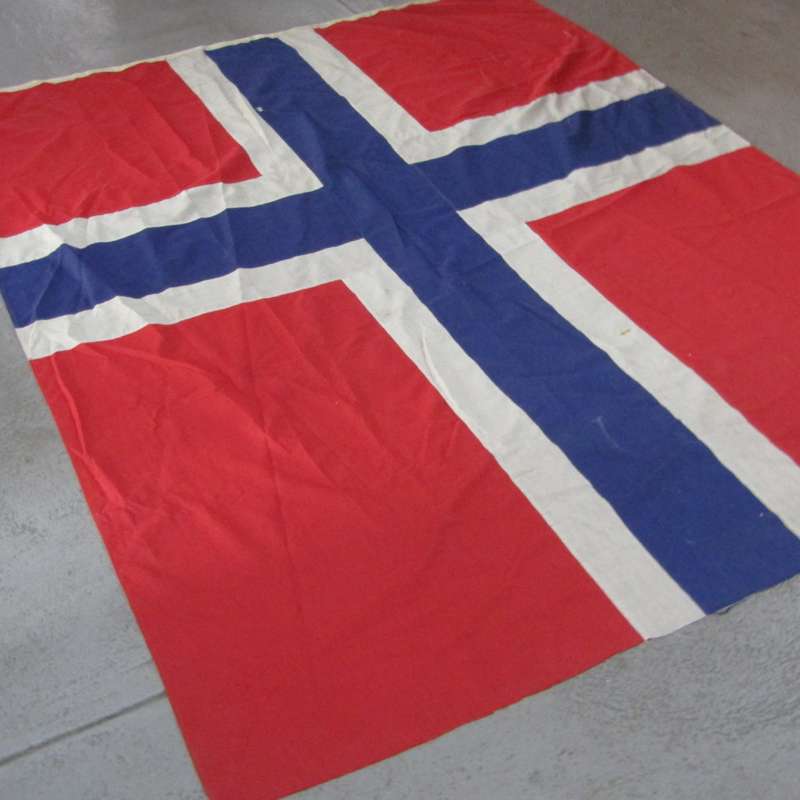 Very large vintage Norwegian flag 230 cm x 180 cm edge frayed