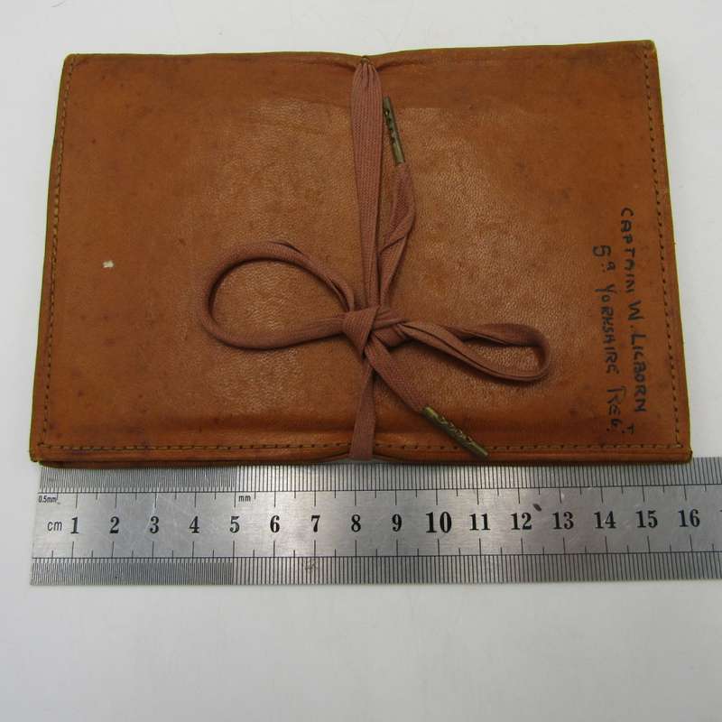 WW1 Leather Stationery holder with antique Christmas cards that belonged to Captain W. Lilborn