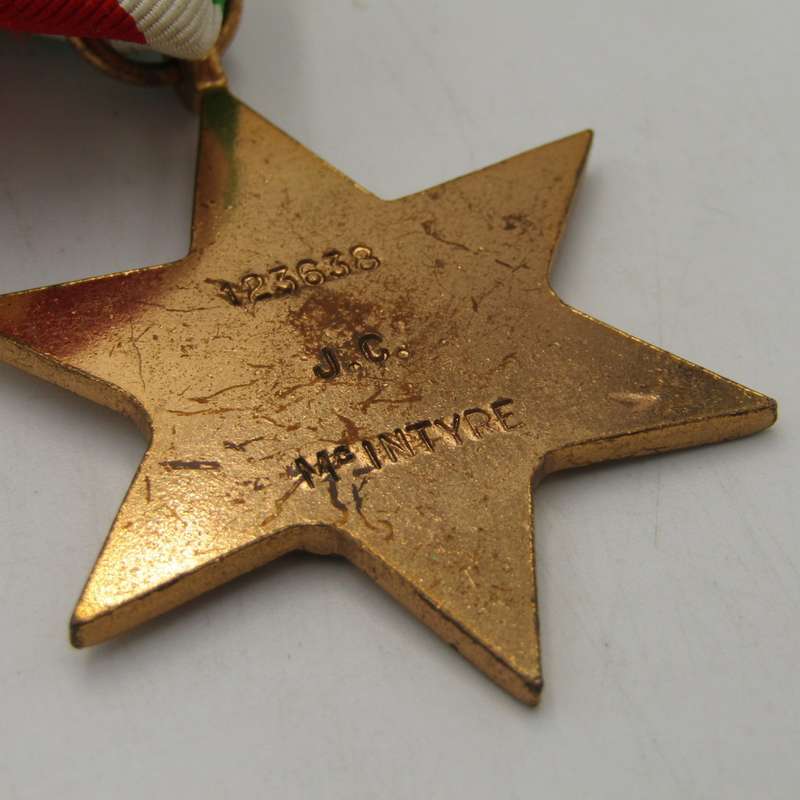 WW2 Africa service medal and Italy star issued to 123638 J.C McIntyre