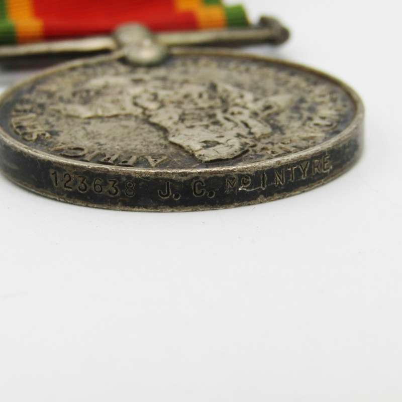 WW2 Africa service medal and Italy star issued to 123638 J.C McIntyre