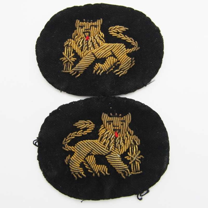 Pair of SA Navy warrant officer bullion wire rank badges
