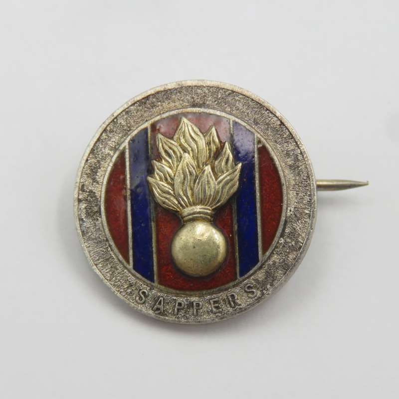 SA Engineers Corps ( SAPPERS) sterling silver lapel pin badge #4759