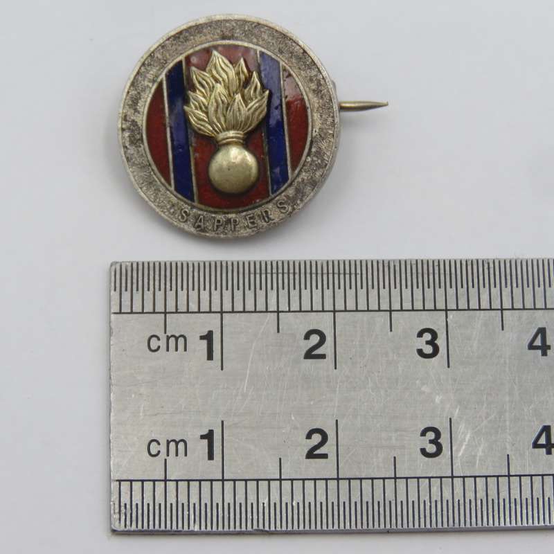 SA Engineers Corps ( SAPPERS) sterling silver lapel pin badge #4759