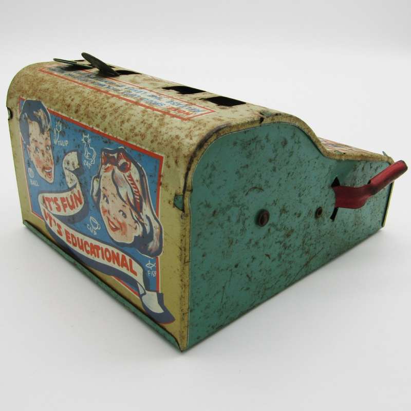 Vintage Peter Pan Speller Quiz spelling game tin toy
