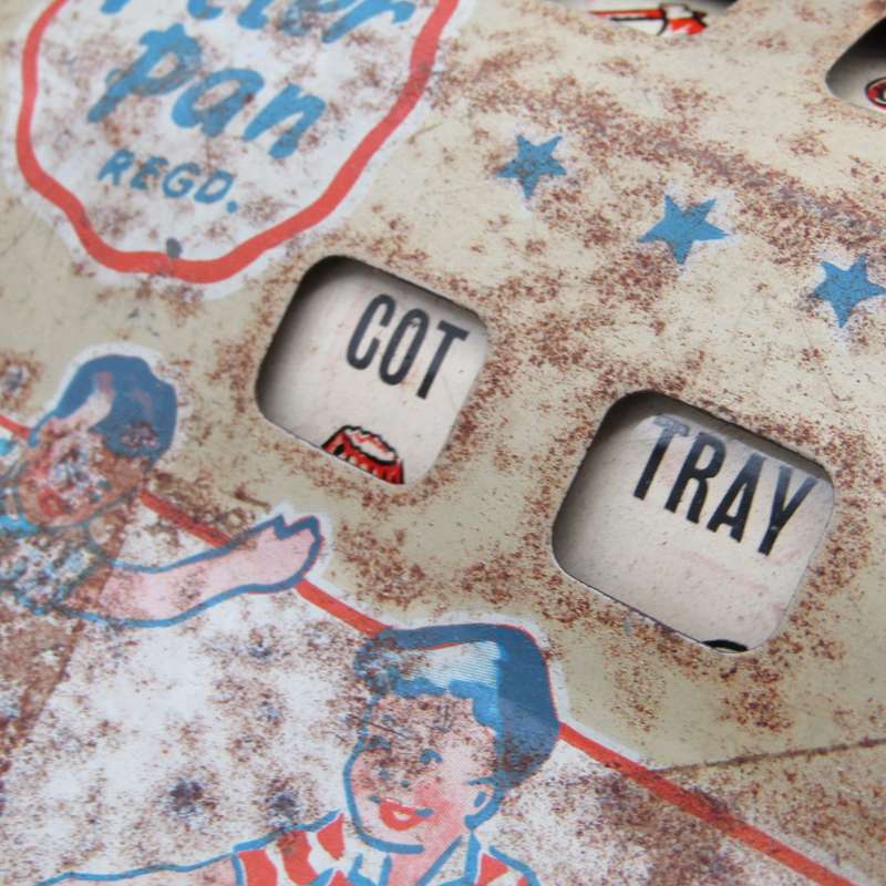Vintage Peter Pan Speller Quiz spelling game tin toy