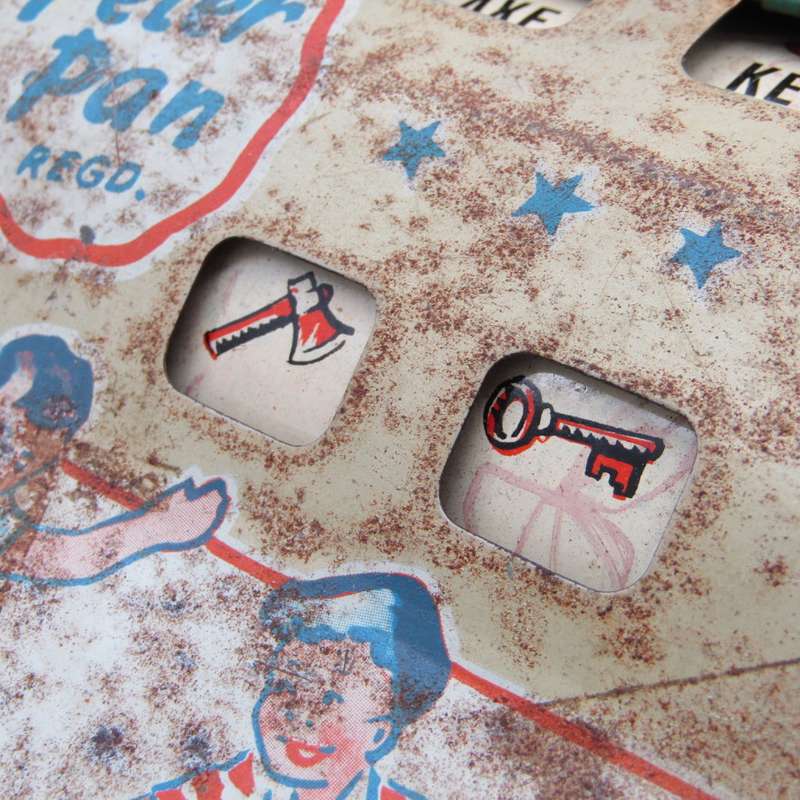 Vintage Peter Pan Speller Quiz spelling game tin toy