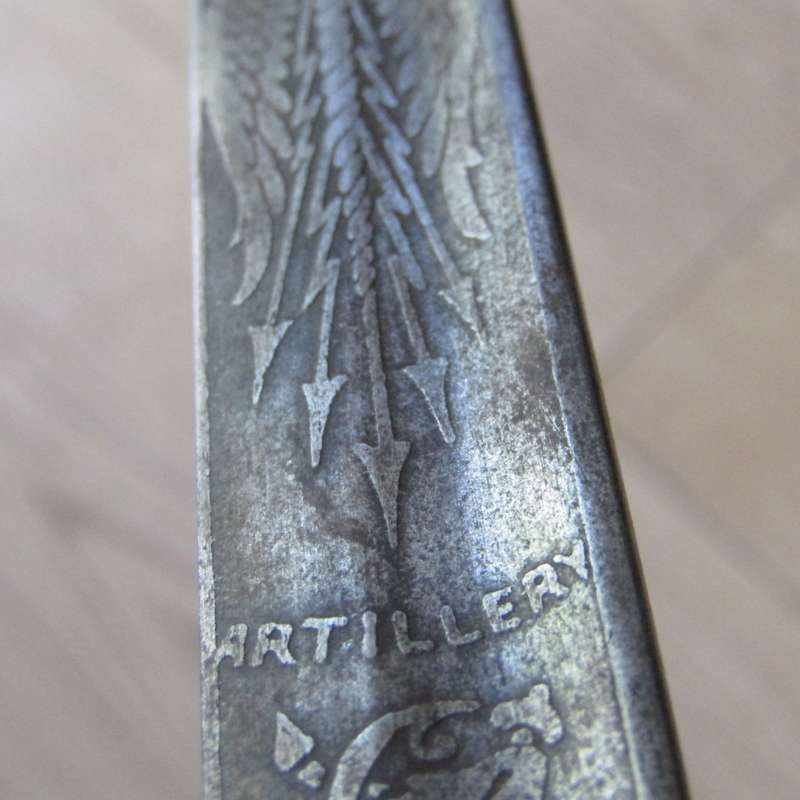 Royal Artillery sword in leather sleeve who belonged to TEJ St Vaughan