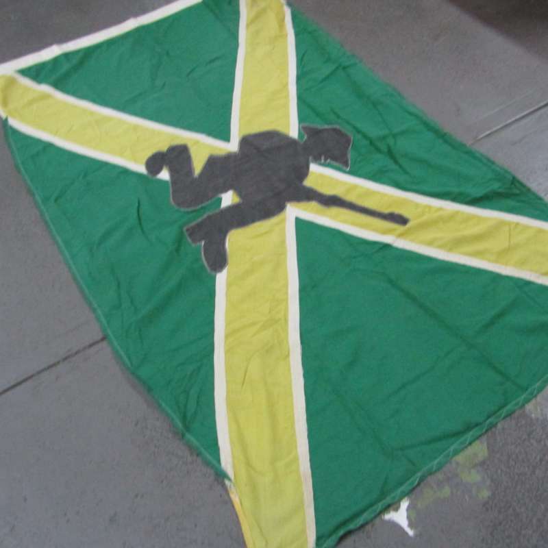 South African large commando flag with `Piet Skiet` in the middle rare - 182cm x 110cm