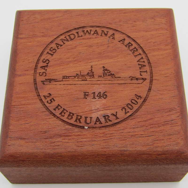 SAS Mendi F148 arrival commemorative medallion in incorrect presentation box of SAS Isandlwana
