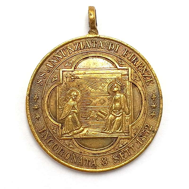 Antique 1897 S.S. Annunziata Firenze Italian religious medallion