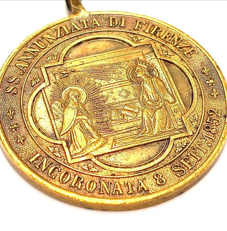 Antique 1897 S.S. Annunziata Firenze Italian religious medallion