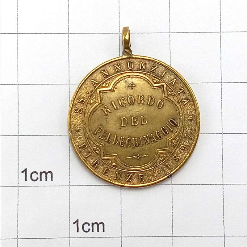 Antique 1897 S.S. Annunziata Firenze Italian religious medallion