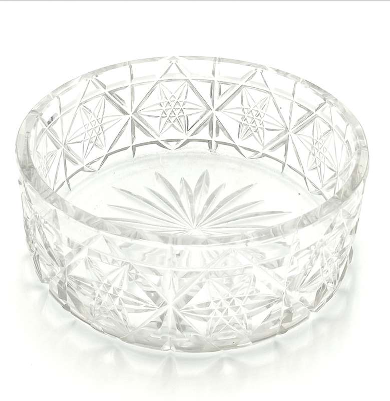 Vintage thick cut glass salad bowl