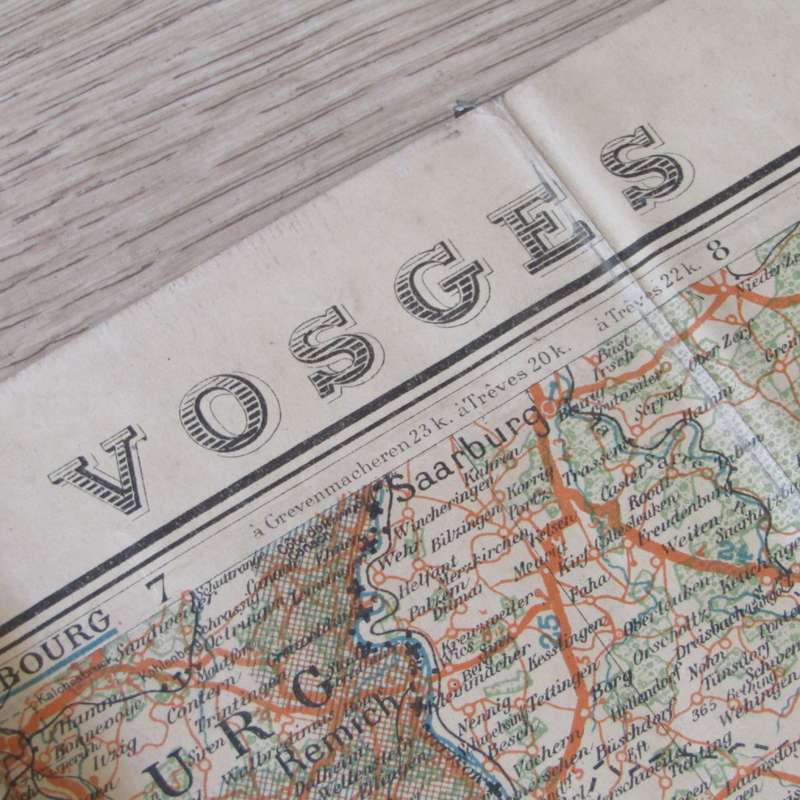 WW1 Verdun Area Frontier map 24 February 1916 ( 1 : 320 000 ) - damaged but still nice