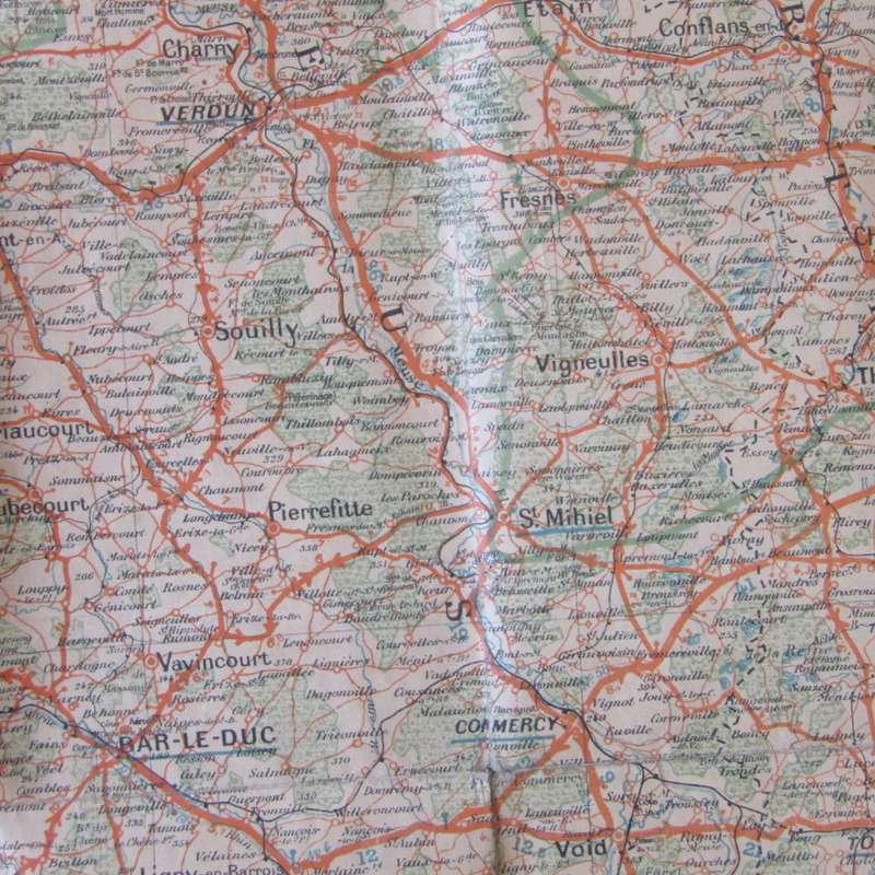 WW1 Verdun Area Frontier map 24 February 1916 ( 1 : 320 000 ) - damaged but still nice