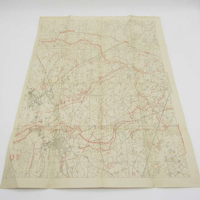 WW1 original trench map of Zandvoorde with German trenches corrected to 10-9-1917