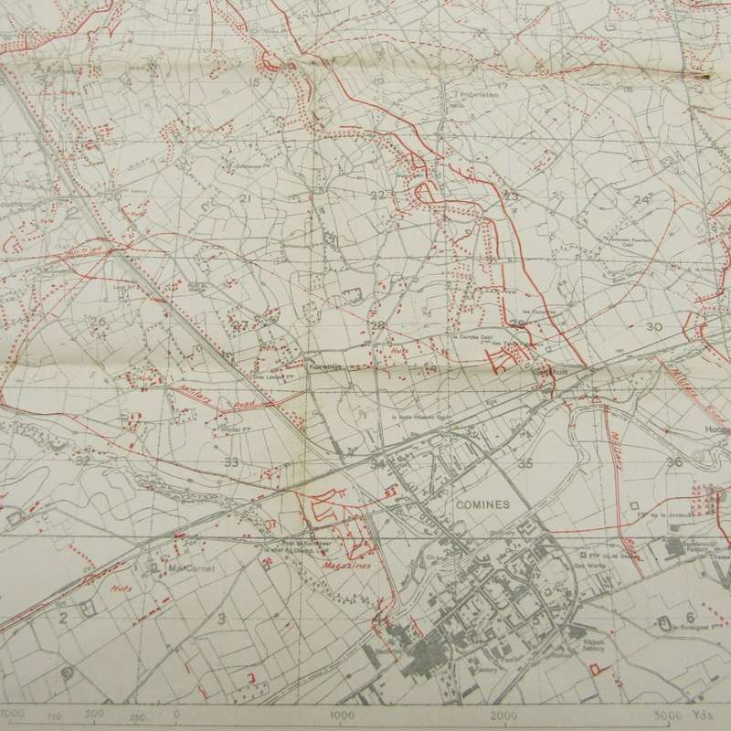 WW1 original trench map of Zandvoorde with German trenches corrected to 10-9-1917