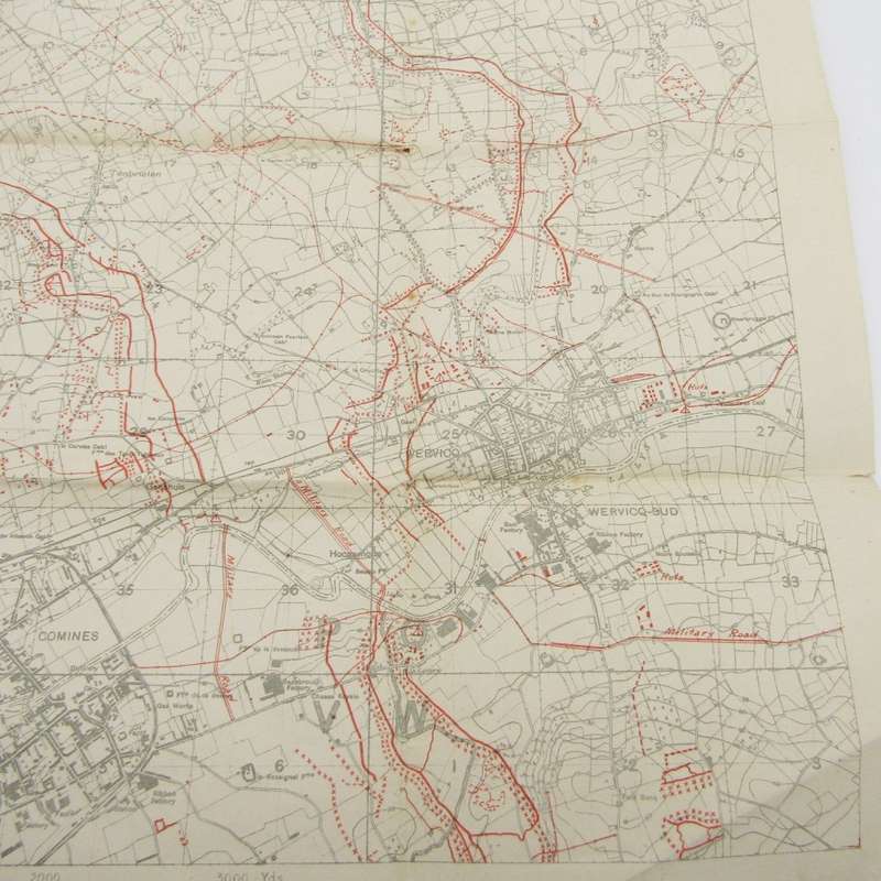 WW1 original trench map of Zandvoorde with German trenches corrected to 10-9-1917