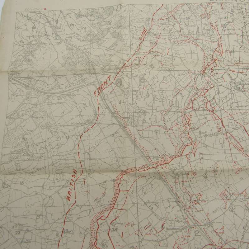 WW1 original trench map of Zandvoorde with German trenches corrected to 10-9-1917