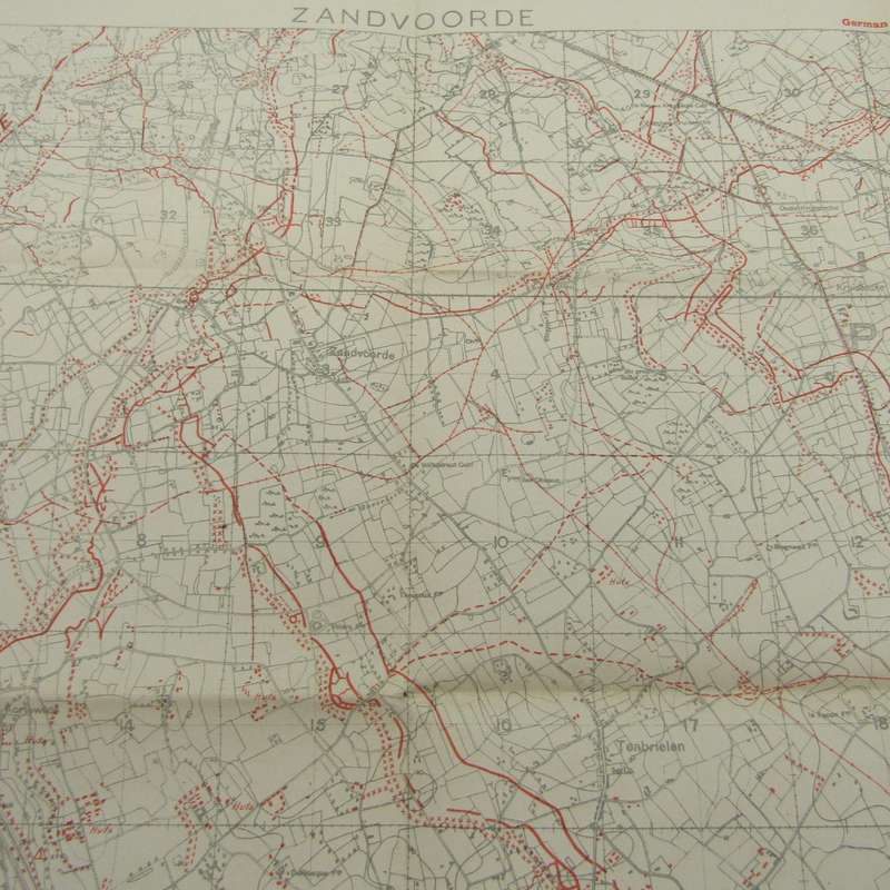 WW1 original trench map of Zandvoorde with German trenches corrected to 10-9-1917
