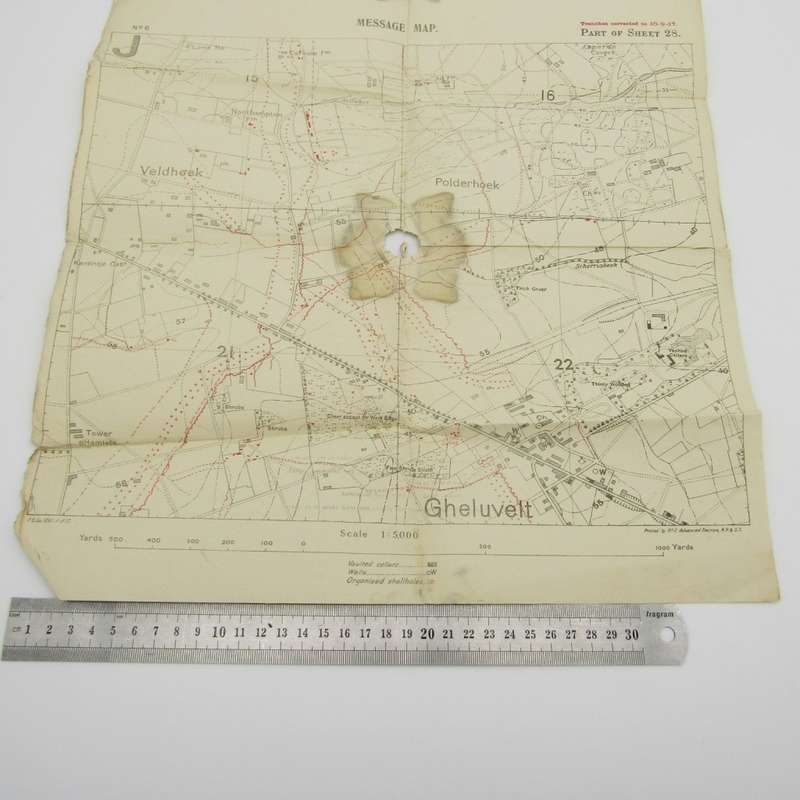 WW1 Trench Message Map with trenches corrected - middle hole 1 : 5000