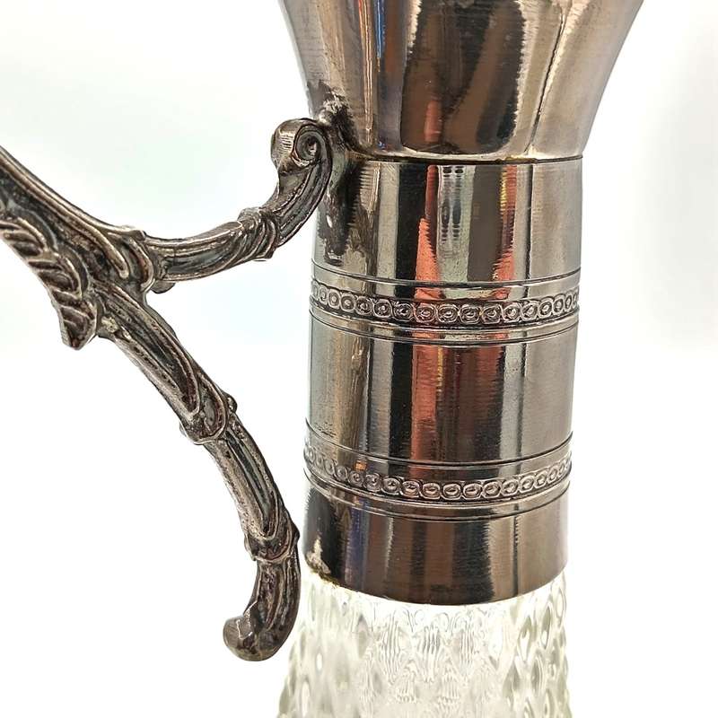 Vintage glass sherry decanter with silverplated top