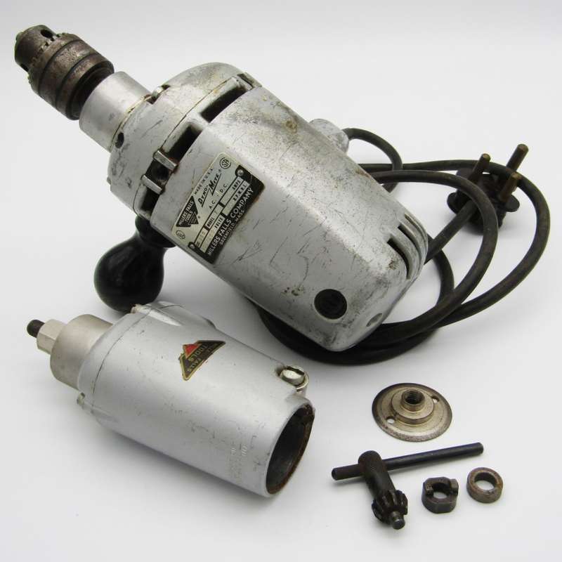 Vintage Dyno-Mite electric drill with Speed Reducer attachment - working - switch replaced