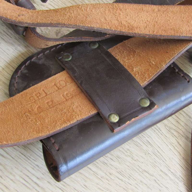 Old SA Police Sam Browne leather belt with gun holster