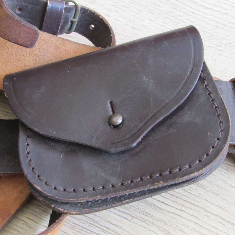 Old SA Police Sam Browne leather belt with gun holster